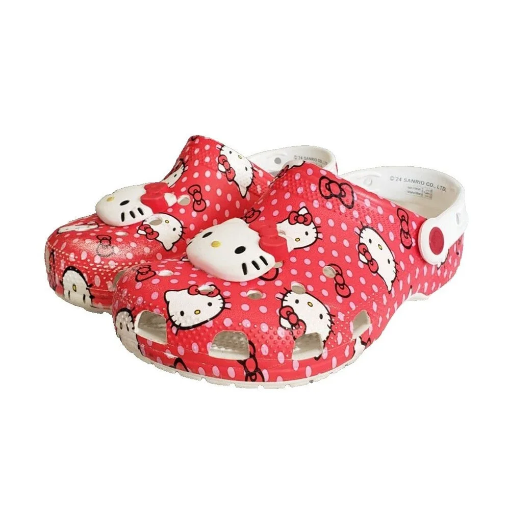 Crocs Hello Kitty Red Classic Clogs Girls Big Kids Size J4